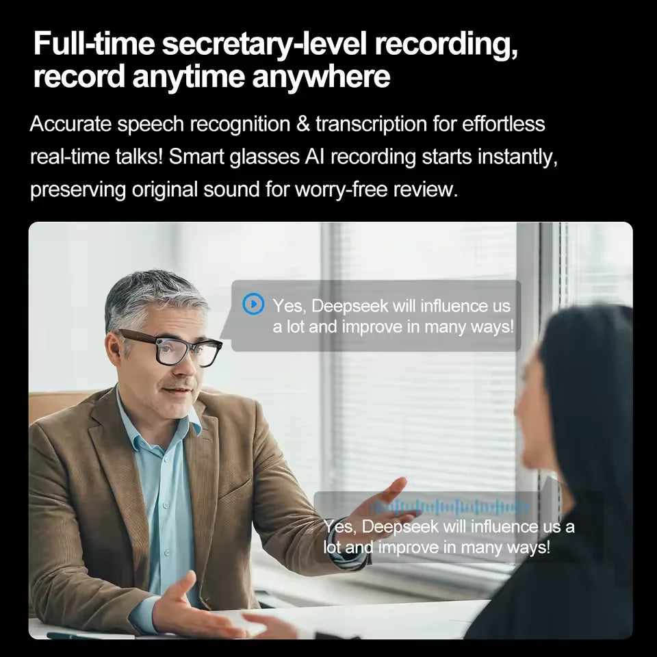 AI Smart Vision Sunglasses – HD Video Recording & Wireless Audio