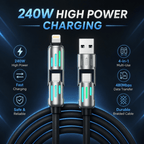 4-in-1 High-Speed 240W Fast Charger Cable – Universal USB-C & Lightning