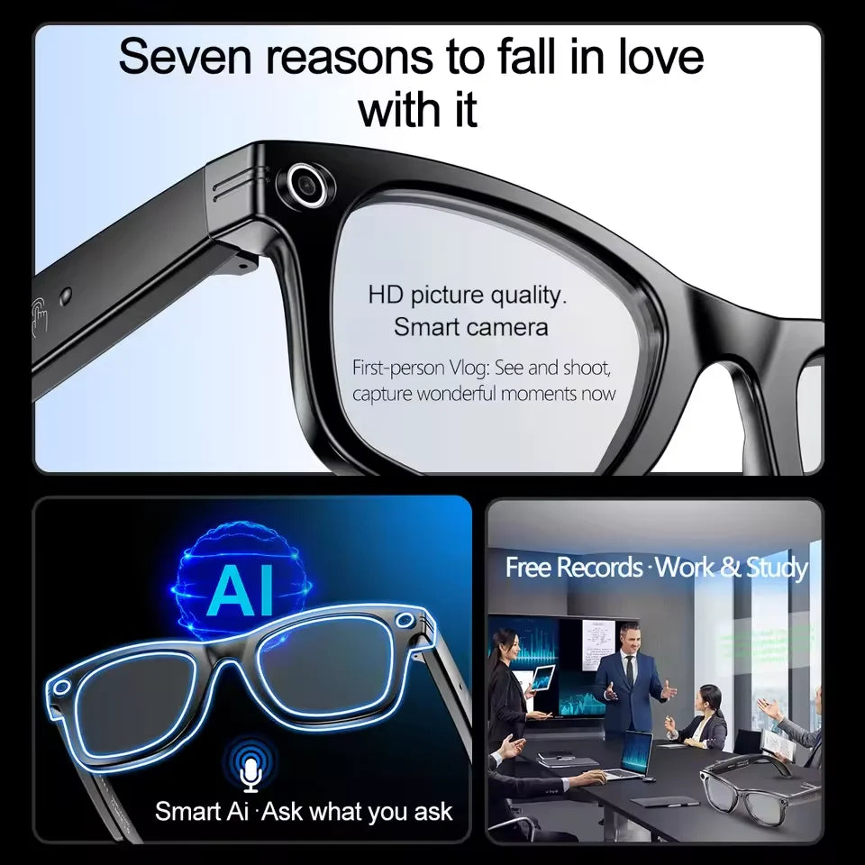AI Smart Vision Sunglasses – HD Video Recording & Wireless Audio
