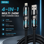4-in-1 High-Speed 240W Fast Charger Cable – Universal USB-C & Lightning